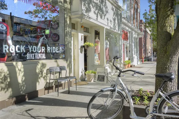 a building outdoor space with patio furniture