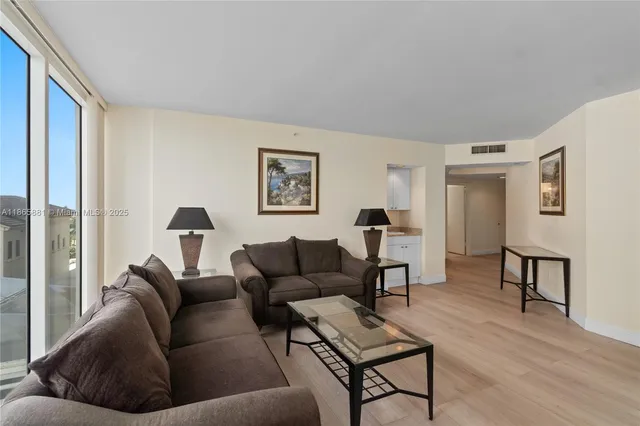 a living room with furniture