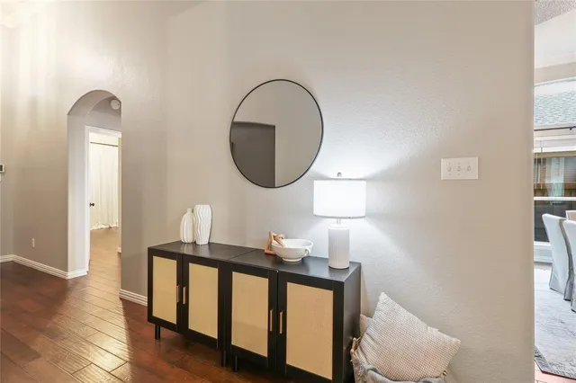 a view of entryway with wooden floor