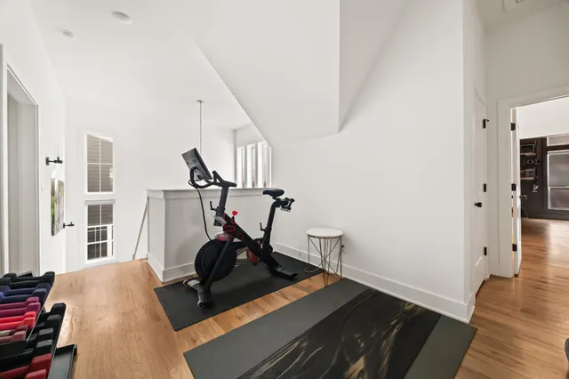 a view of a room with gym equipment