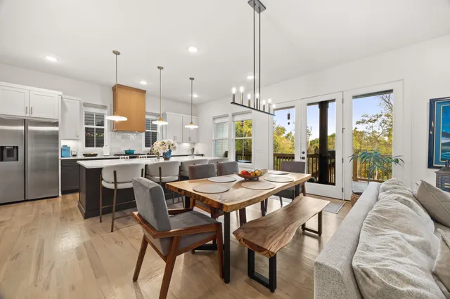 a view of a dining room and livingroom view