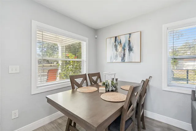 a view of a park with swings and slides