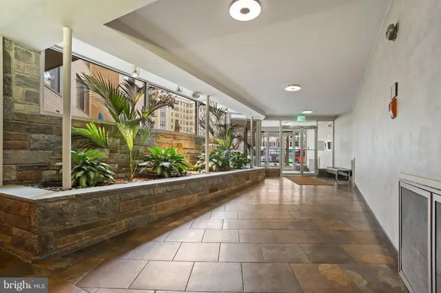 a view of a building with a window and a tree