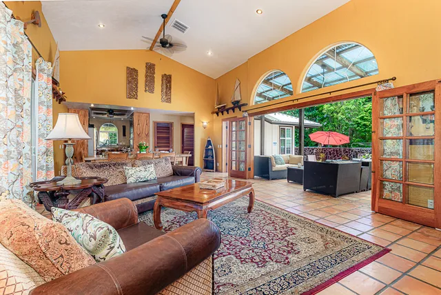 a outdoor space with furniture