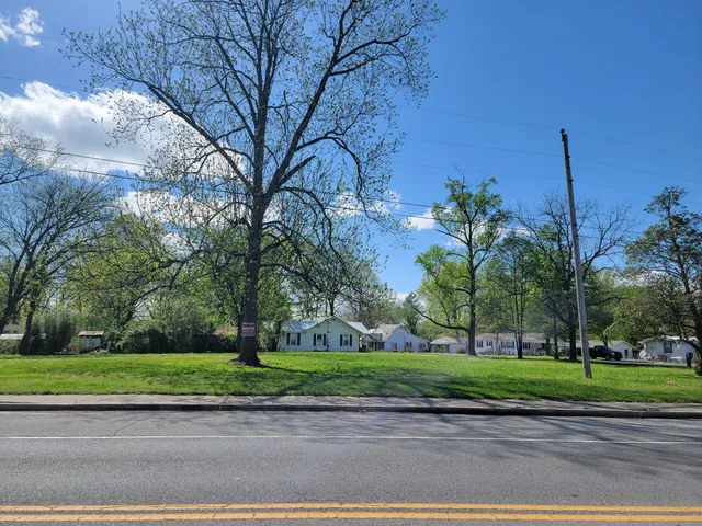 a front view of a house with a yard and potted plants