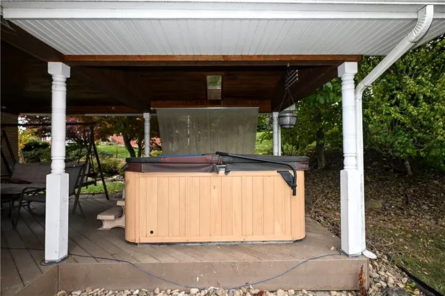 a backyard of a house with seating space