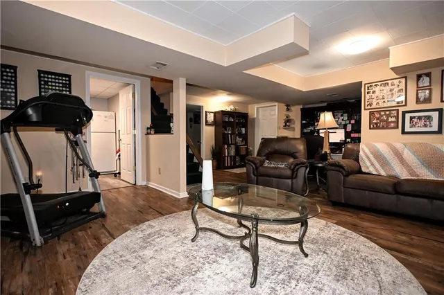 a living room with furniture and a couch