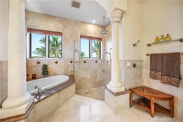 a view of a garden with a tree