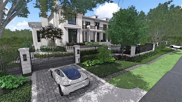 a view of a patio in back of house