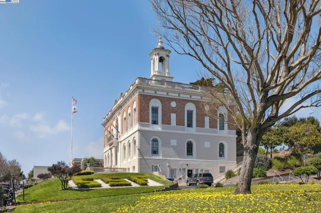 a view of a big yard with large trees