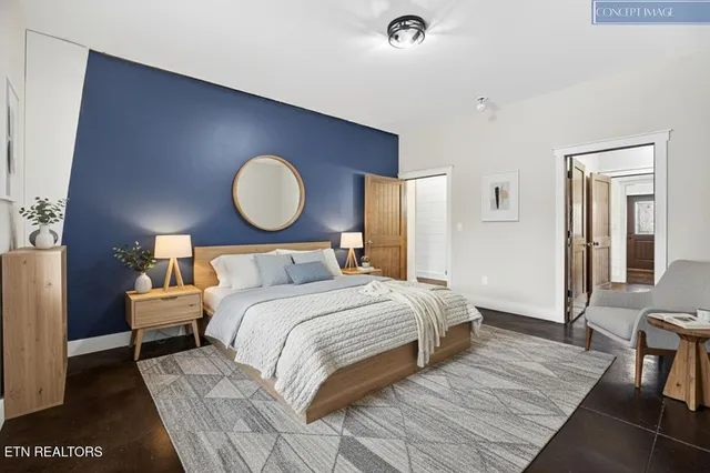 a view of a backyard with wooden floor