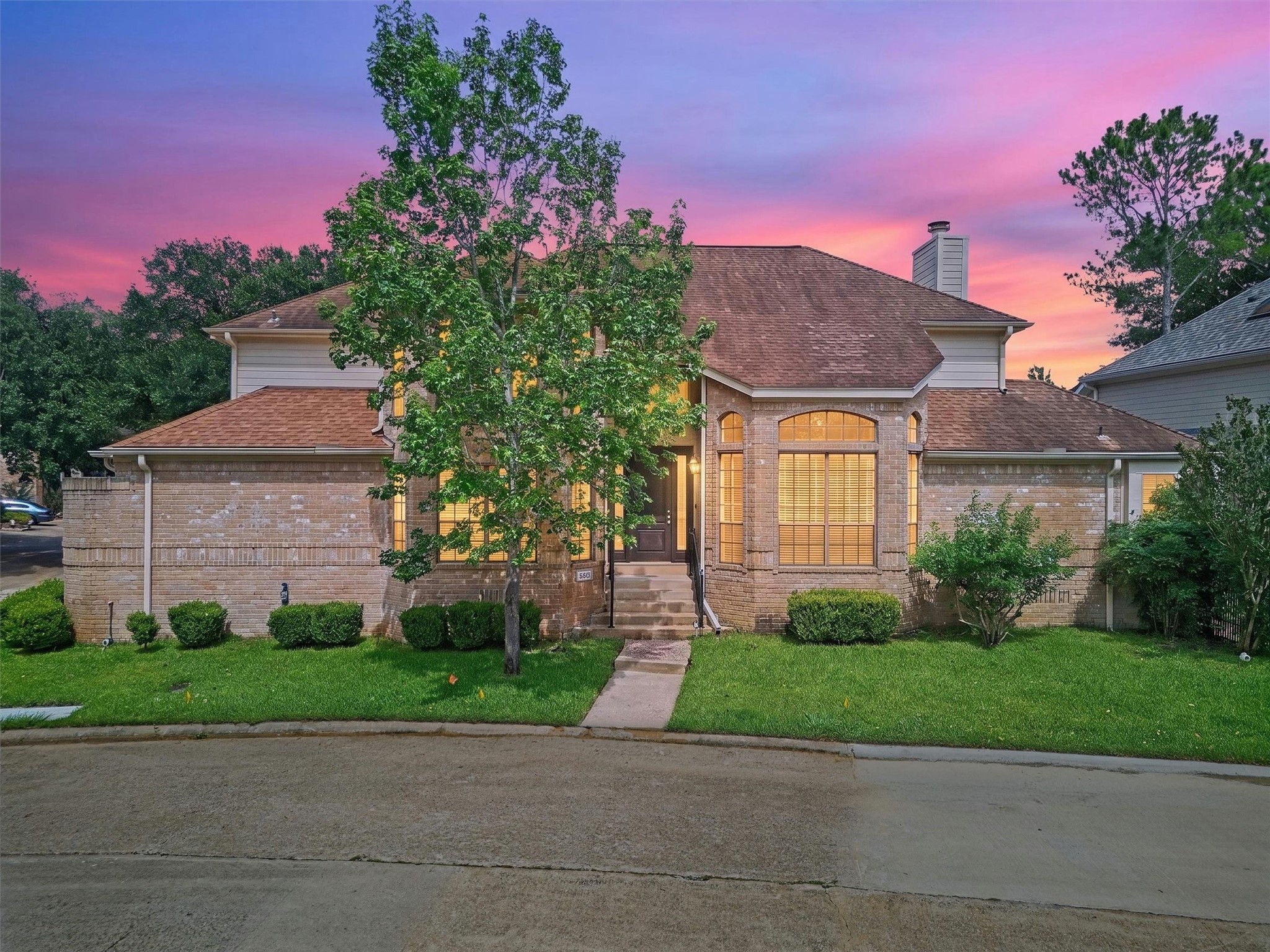 Stunning curb appeal meets timeless elegance in this beautifully maintained home nestled on a quiet cul-de-sac! Featuring soaring ceilings, large picture windows, and warm natural light throughout, this home offers the perfect blend of comfort and sophistication. The inviting front elevation, mature landscaping, and dramatic sunset sky create an unforgettable first impression. Inside, buyers will love the spacious layout, oversized rooms, and ideal entertaining flow. Conveniently located near top-rated scho