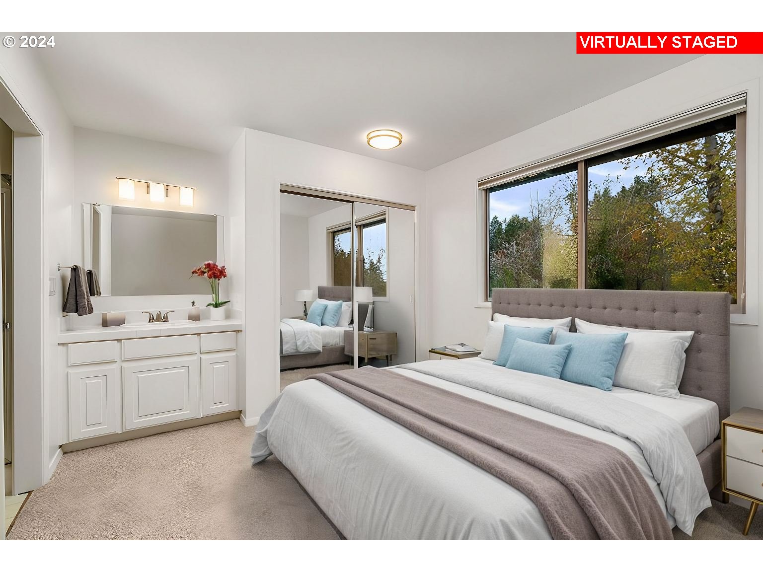 6223 Meridian Circle West Linn, OR 97068 - Photo 23 of 45 a bedroom with a large bed and a large window