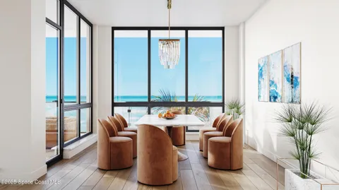 a view of kitchen with dining area