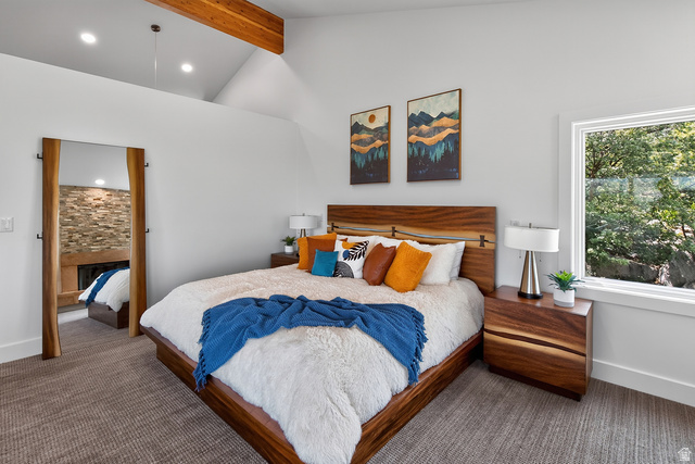 11454 South Oberland Road Sandy, UT 84092 - Photo 29 of 103 Vaulted ceiling with exposed wood beam and recessed lighting