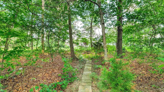 a backyard of a house with lots of green space