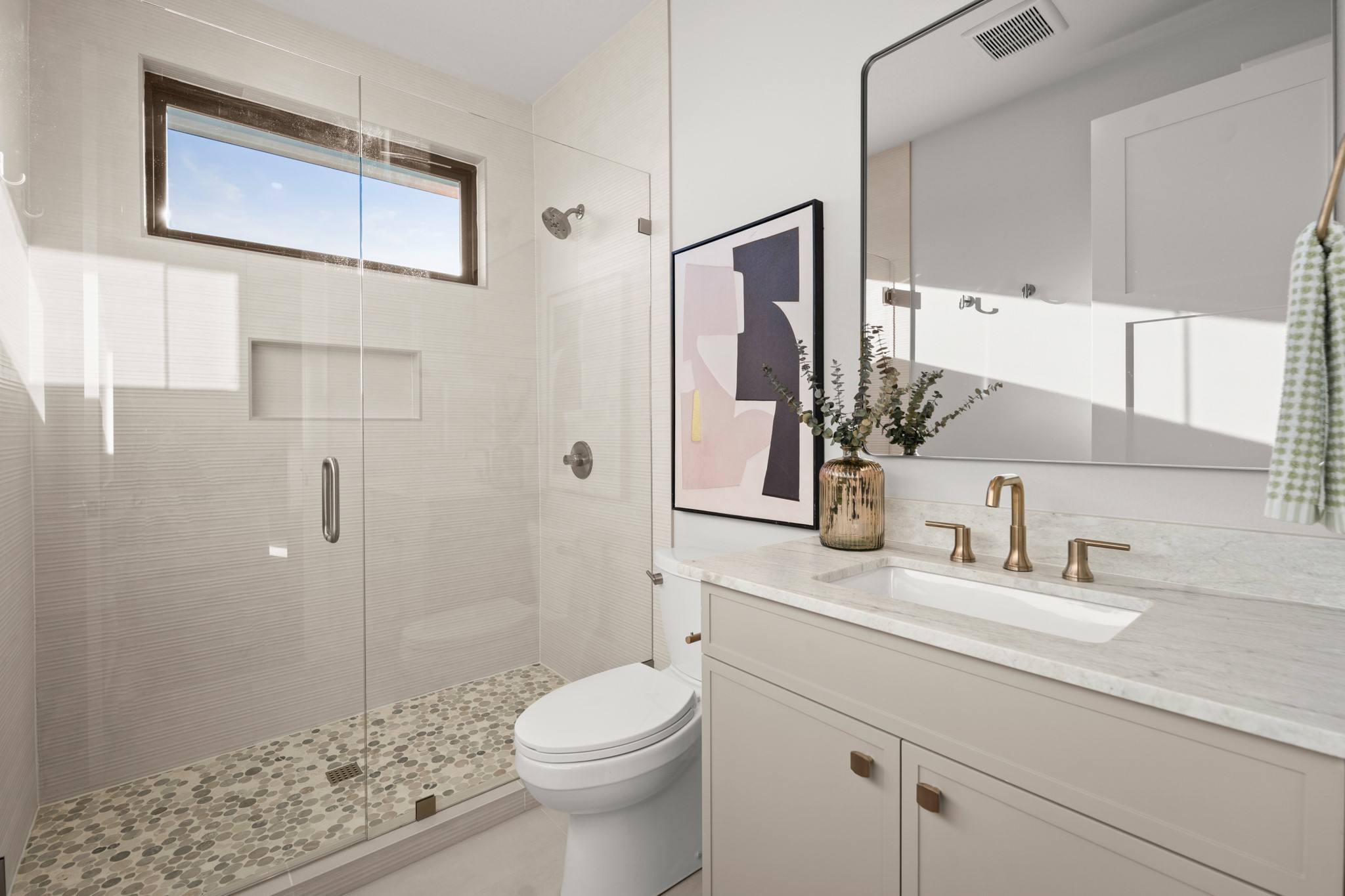 7706 Rutgers Avenue Austin, TX 78757 - Photo 28 of 35 Bathroom featuring a shower stall and vanity