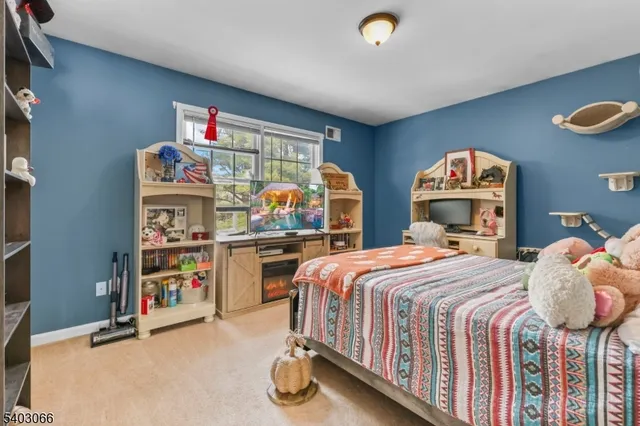 a bedroom with a bed and dresser