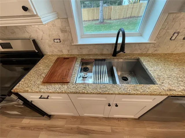 a view of a kitchen sink