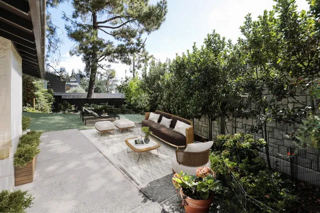 a view of a backyard