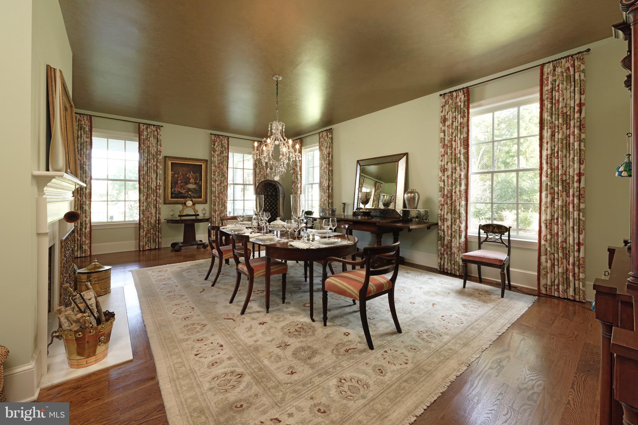 3647 Milestone Road The Plains, VA 20198 - Photo 8 of 74 Formal Dining w/gold leaf ceiling and fireplace