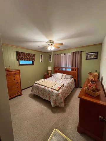 a bedroom with a bed and a closet