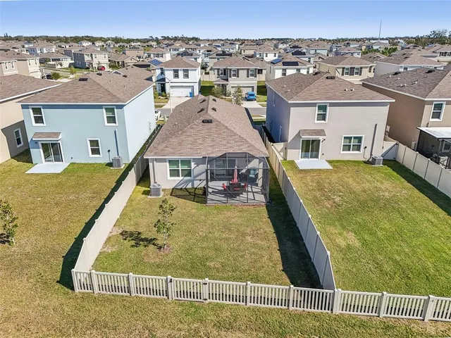 an aerial view of a house