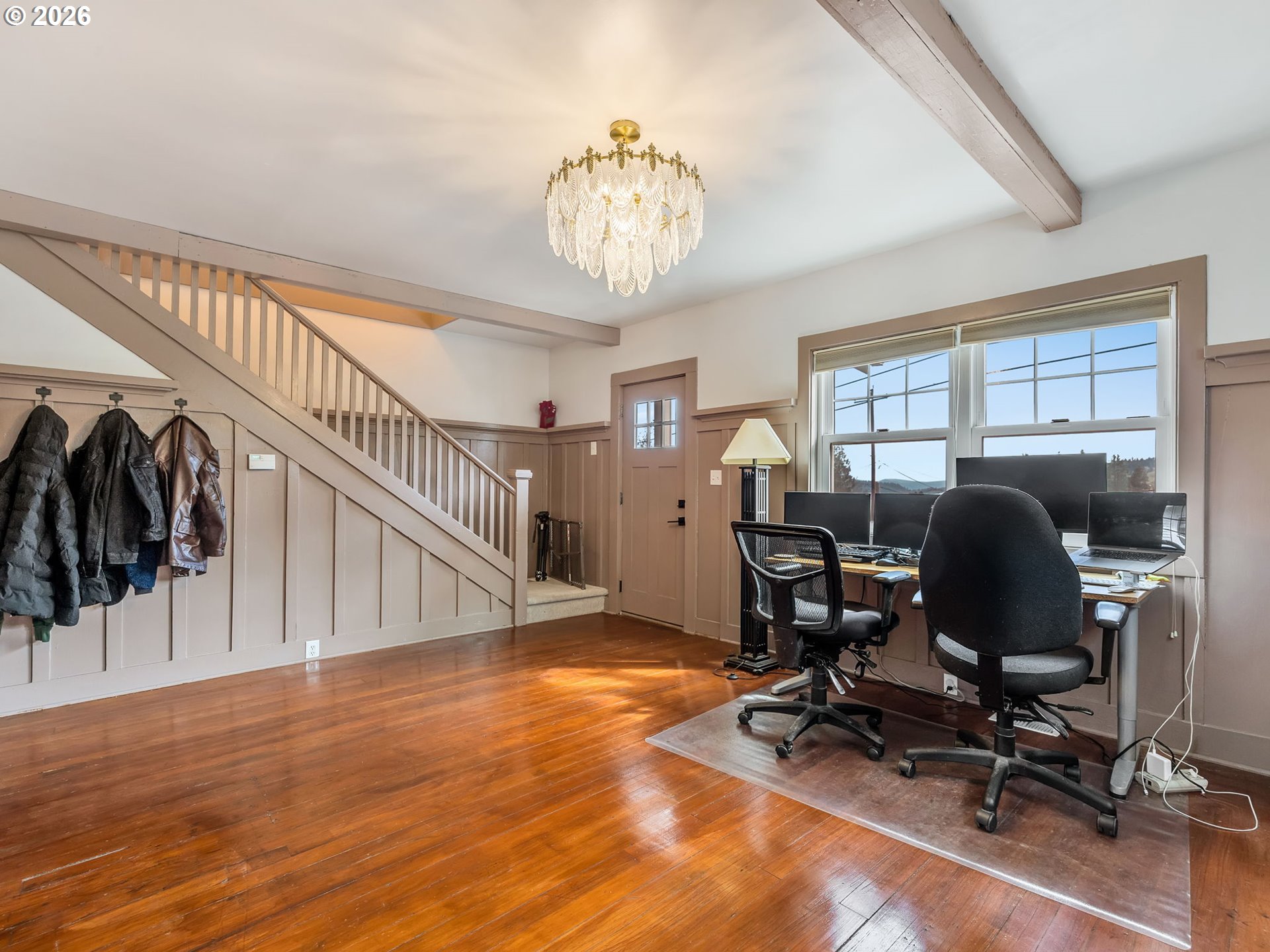 933 8th Street Astoria, OR 97103 - Photo 4 of 31 a view of a workspace with wooden floor