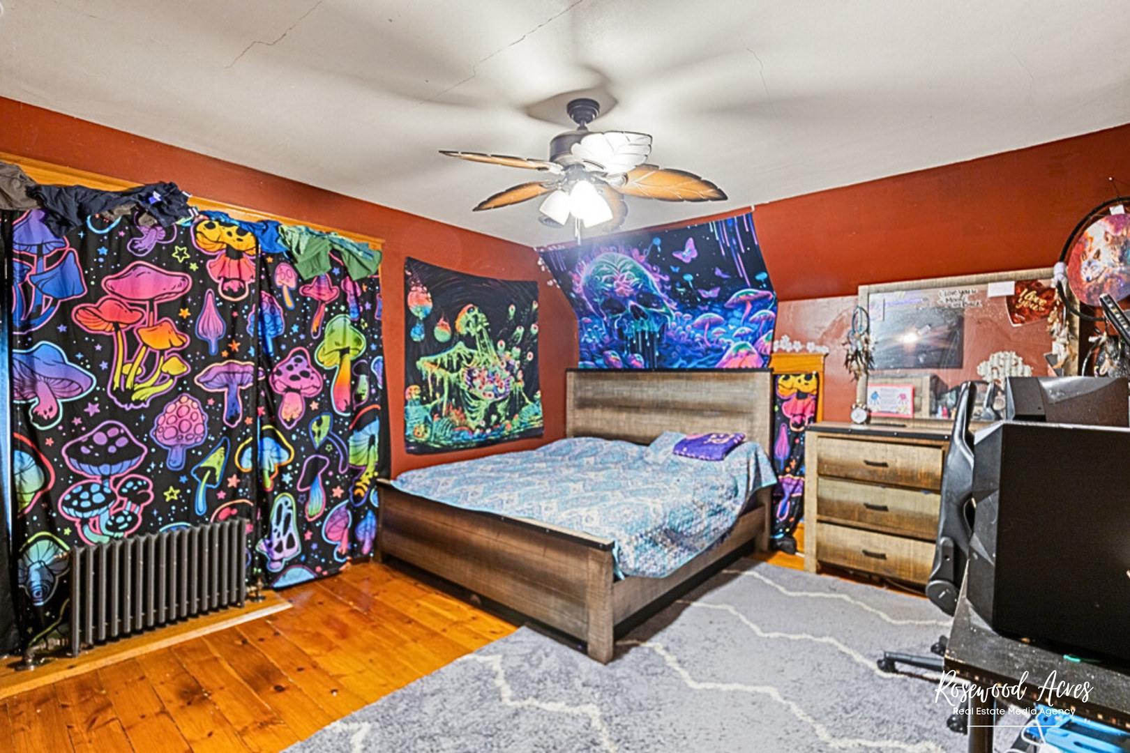 502 South Main Street Long Point, IL 61333 - Photo 11 of 22 a bedroom with a bed and a chandelier