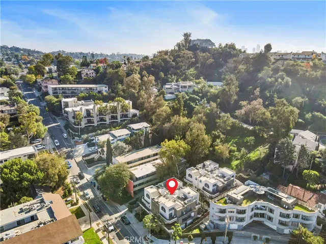an aerial view of a house