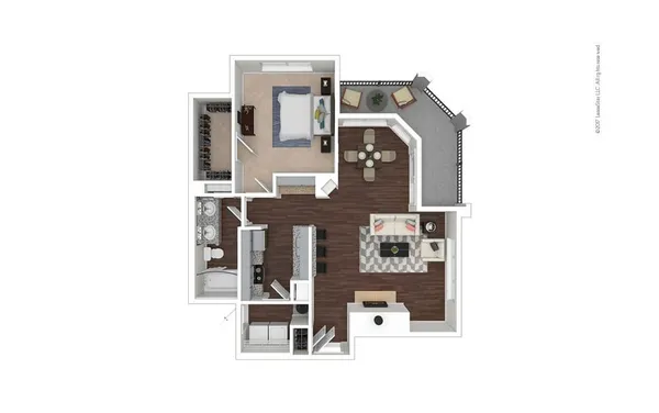 a picture of a very nice looking living room with a dining table