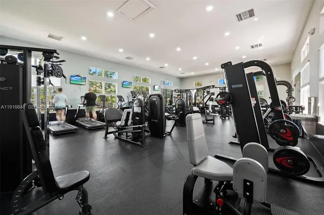 a view of a room with gym equipment