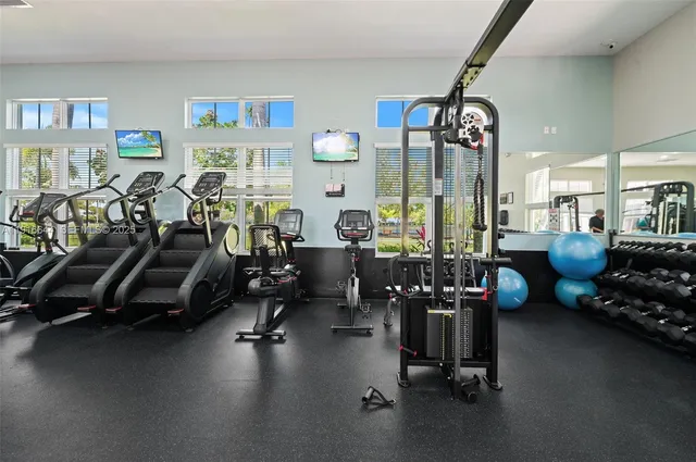a view of a room with gym equipment
