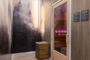 a bathroom with a shower