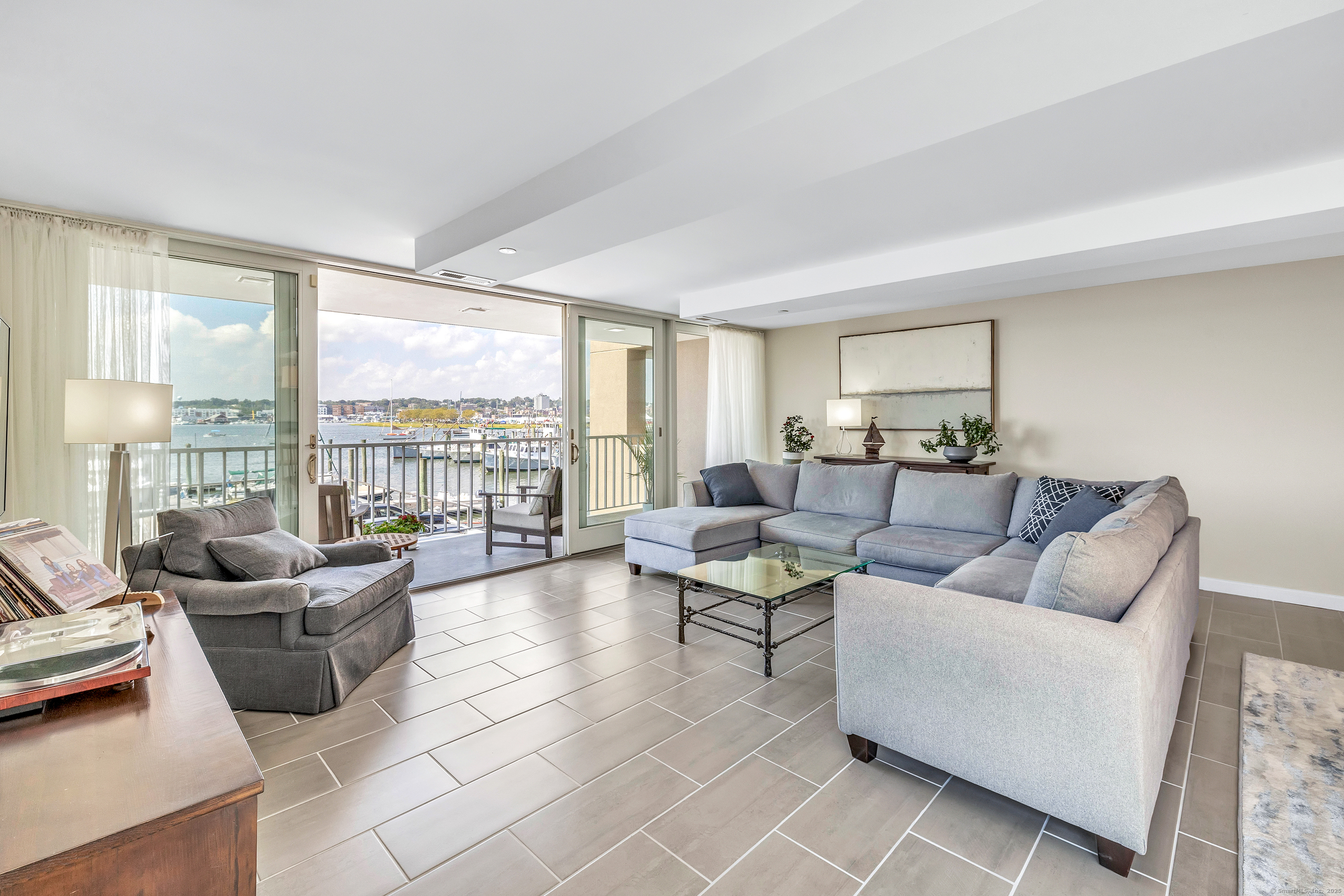 26 Cove Avenue, Unit 2D Norwalk, CT 06855 - Photo 3 of 33 Living room with gorgeous harbor views