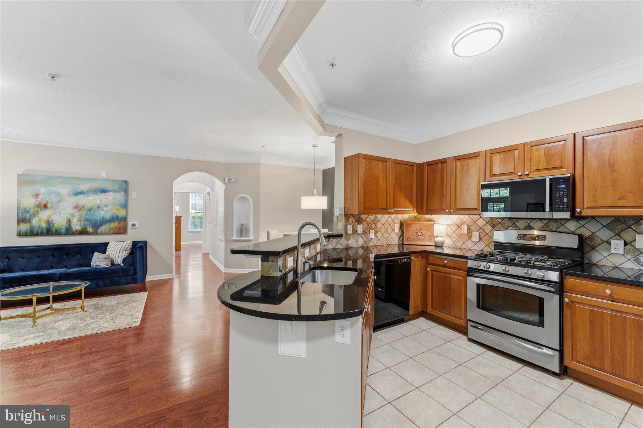503 Sunset View Terrace Southeast, Unit 101 Leesburg, VA 20175 - Photo 4 of 39 Modern kitchen with warm wood accents.