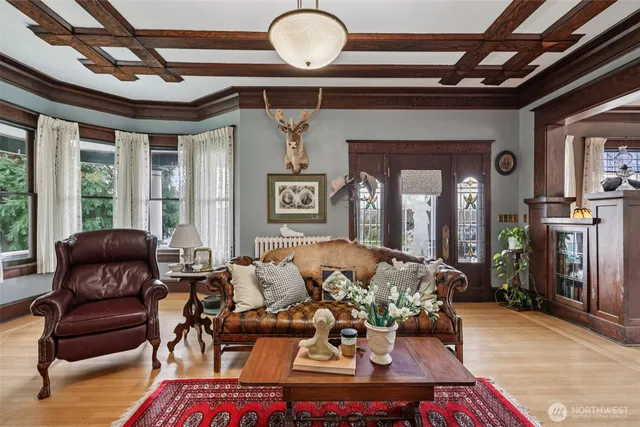 a living room with furniture