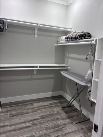 a view of a room with rack on the wall
