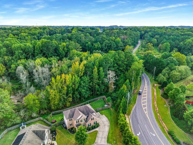 a view of a garden with an outdoor space
