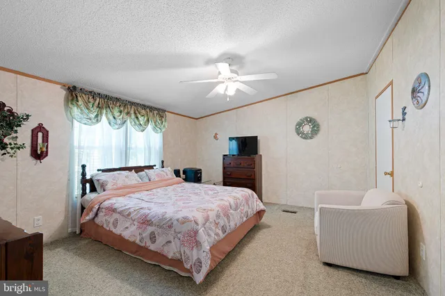 a bedroom with a bed couch and window