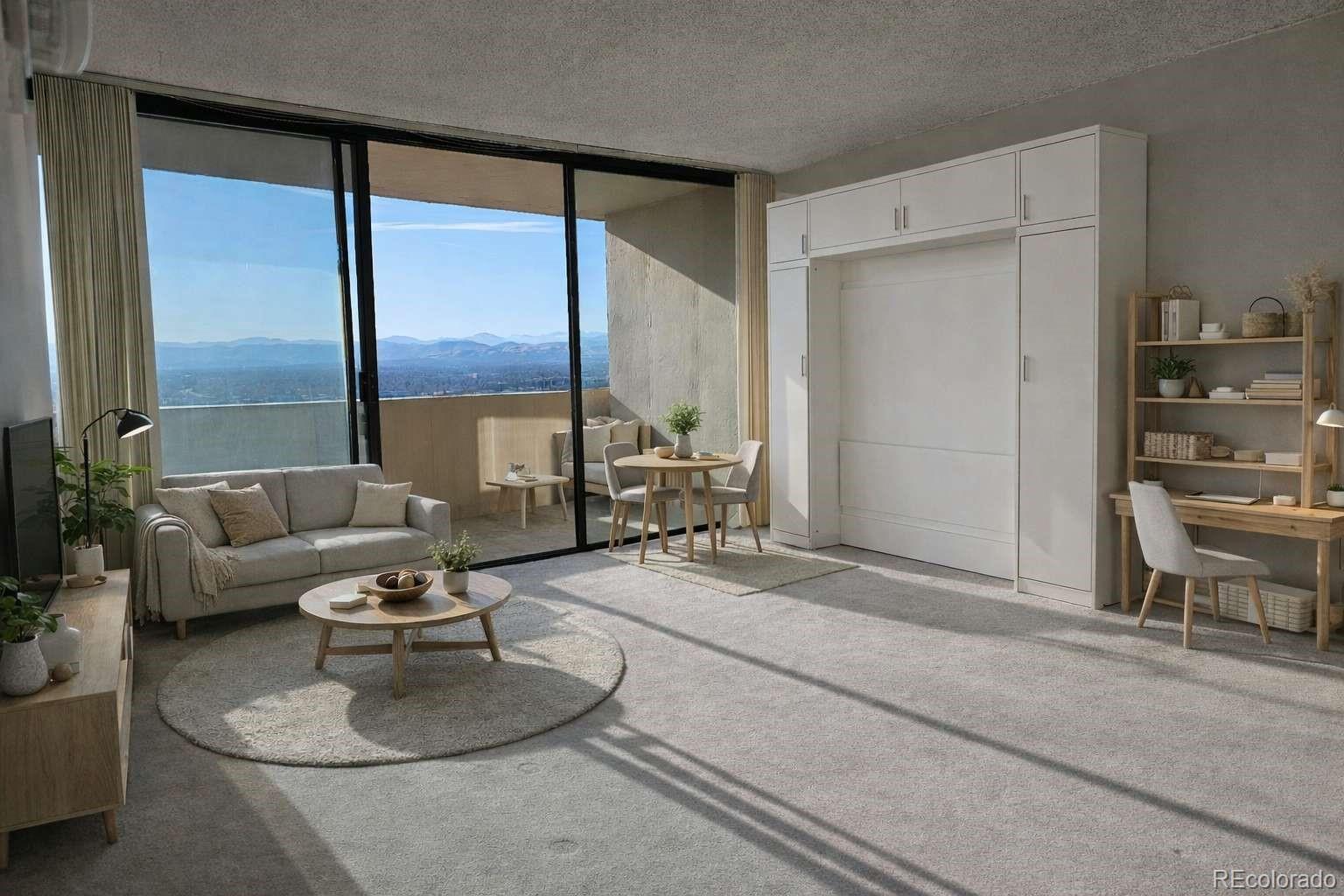 1020 15th Street, Unit 33B Denver, CO 80202 - Photo 6 of 48 a living room with furniture and a large window