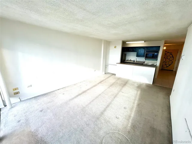 a view of empty room with wooden floor and fireplace