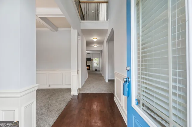 an empty room with windows