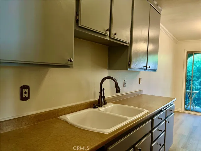a view of dining room with wooden floor