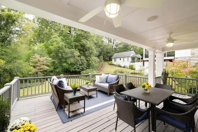 a view of a patio on the roof deck
