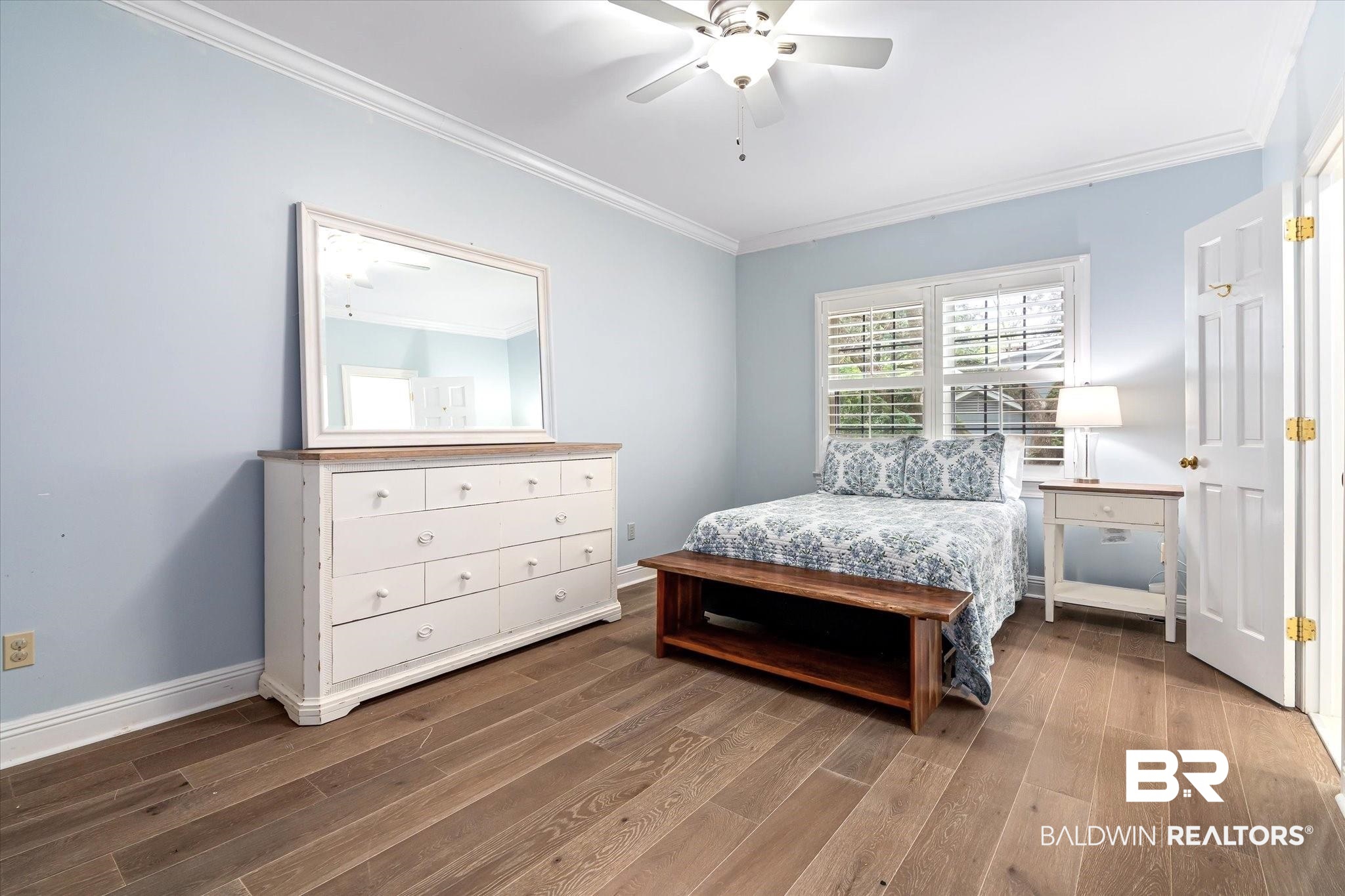 5324 Oak Bend Court Mobile, AL 36609 - Photo 26 of 49 Bedroom with ornamental molding and wood finished floors