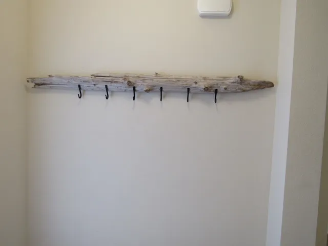 a view of a room with racks on the wall