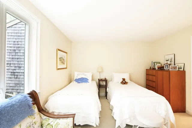 a view of a garden with a bench