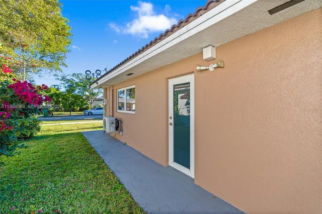 a view of a swimming pool with a lake view