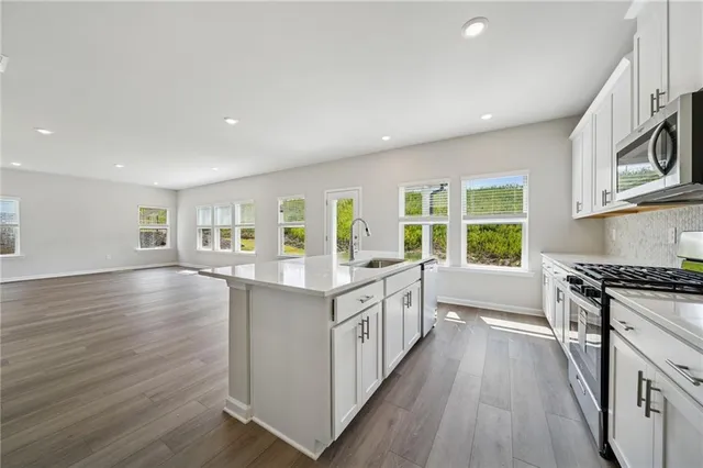 an empty room with windows